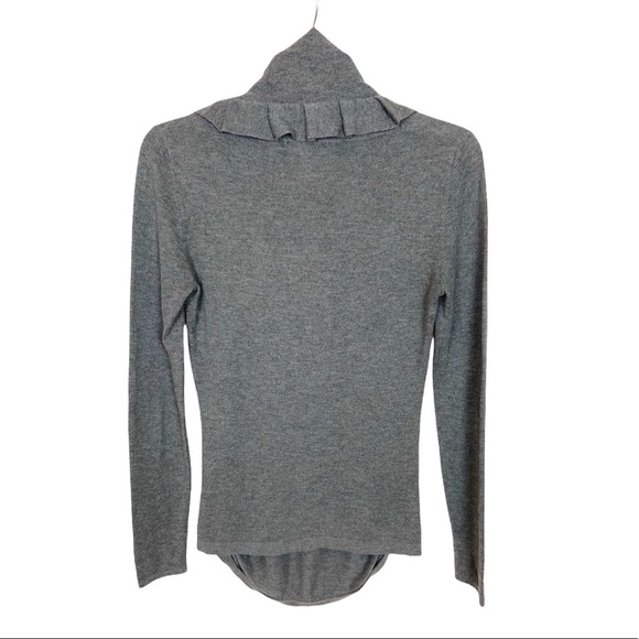 T Tahari Petite Charcoal Grey Ruffled Trim Cowl Neck Sweater Size XS Petite - Picture 5 of 8